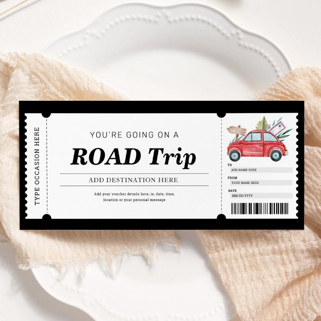 Invitation Bon de cadeau pour un voyage en voiture Voyage Chè (Créateur téléchargé)