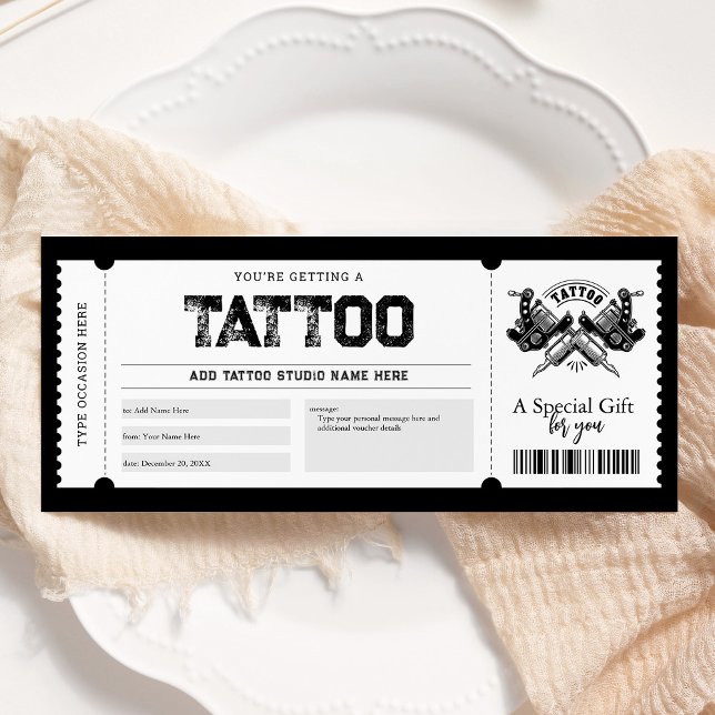Invitation Bon de cadeau Tatouage Get Inked  (Créateur téléchargé)