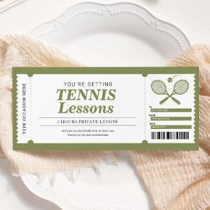 Invitation Bon de certificat cadeau de leçon de tennis