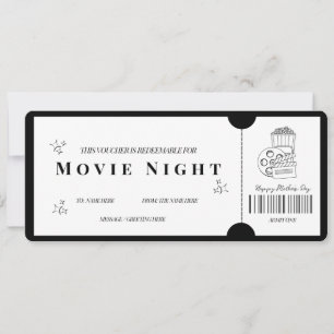 Invitation Bon de réduction minimaliste gras pour soirée ciné