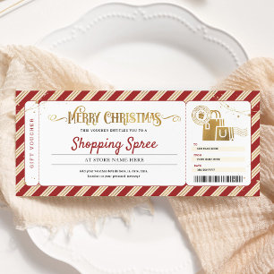 Invitation Bon de Ticket Cadeau de Noël Shopping Day Spree