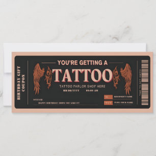 Invitation Bon de ticket de tatouage personnel