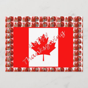 Invitation Bon thanksgiving Canada avec drapeau et dinde