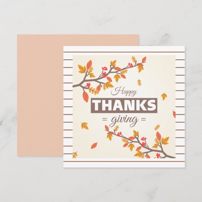 Invitation Bon thanksgiving chic avec arbre et feuilles autom (Devant / Derrière)
