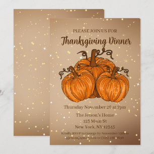 Invitation Bon thanksgiving Citrouille Parties scintillant In