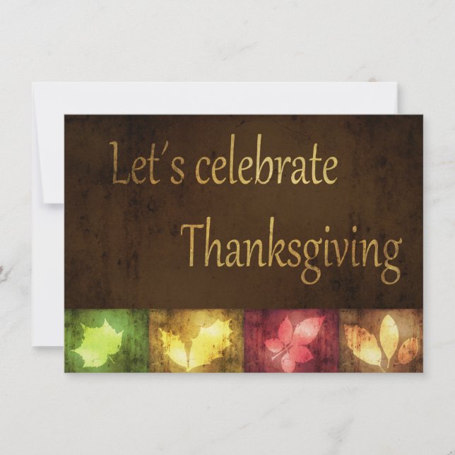 Invitation Bon thanksgiving Grunge Feuilles (Devant)