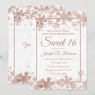 Invitation Bonbon 16 flocons de neige blancs d'aluminium d'or