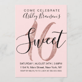 Invitation Bonbon Girly 16 à parties scintillantes de