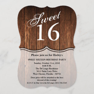 Invitation Bonbon pays en bois de grange d'invitation de 16