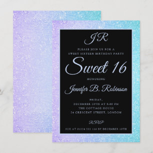 Invitation Bonbon pourpre turquoise à parties scintillantes
