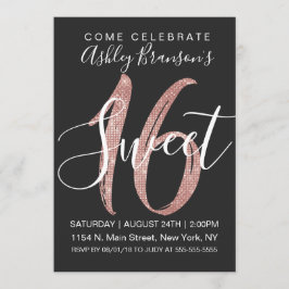 Invitation Bonbon rose 16 à parties scintillantes de
