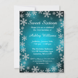 Invitation Bonbon turquoise 16 du pays des merveilles d'hiver