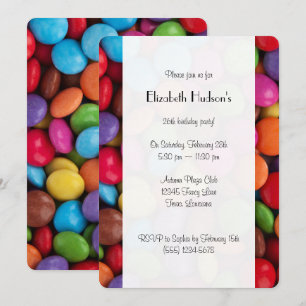 Invitation Bonbons colorés, Boutons de bonbons, Sucres, Anniv