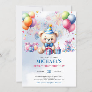 Invitation Bonbons d'ours en peluche à l'aquarelle Bear y pre