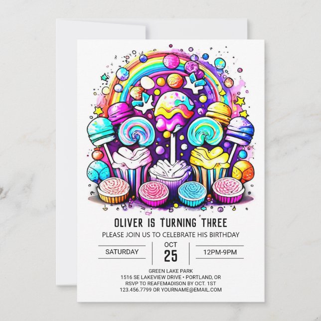 Invitation Bonbons doux chocolat doux Anniversaire (Devant)