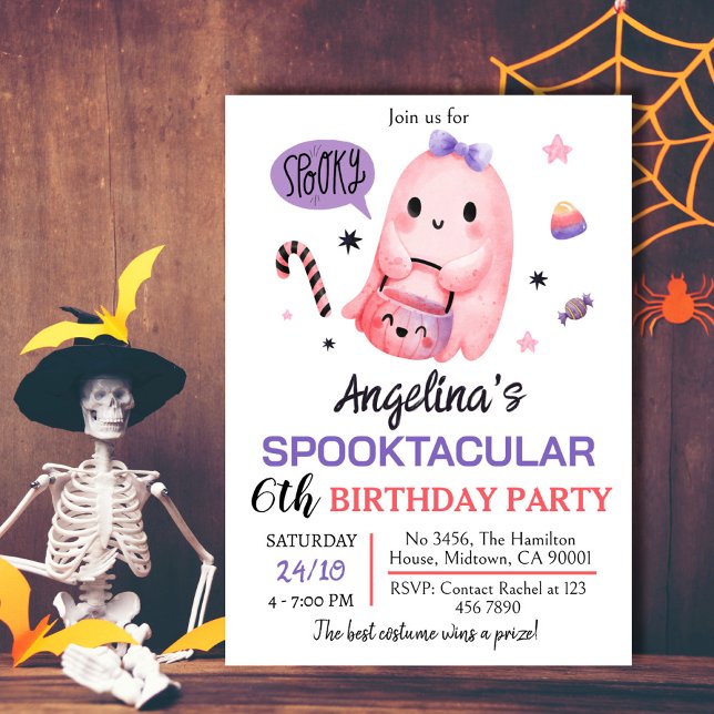 Invitation Bonbons doux et éffrayant pour fantôme 6e annivers (Créateur téléchargé)