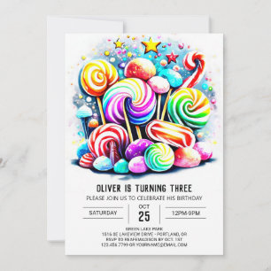 Invitation Bonbons en coton personnalisé Anniversaire