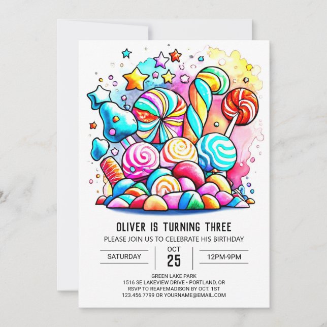 Invitation Bonbons en coton personnalisé Anniversaire (Devant)