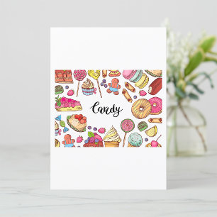 Invitation Bonbons et Dessert Doodles Sweet Traitements Motif
