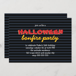 Invitation Bonfire Ado de fête d'Halloween 12e anniversaire