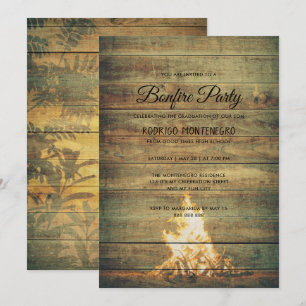 Invitation Bonfire Graduation Party Rustic Boy Lycée