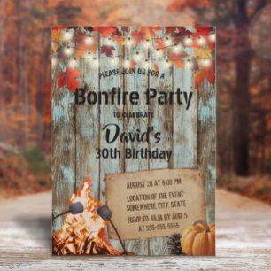 Invitation Bonfire Party Rustic Automne quitte la grange Anni