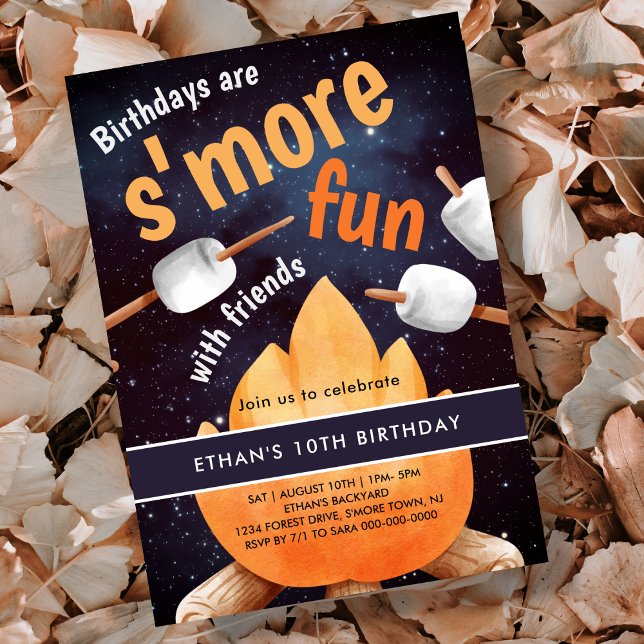 Invitation Bonfire S'mores Camping Anniversaire (Créateur téléchargé)