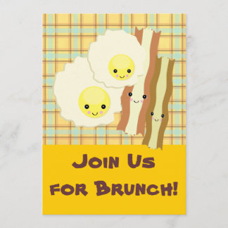 Invitation bonheur kawaii œufs bacon brunch petit-déjeuner