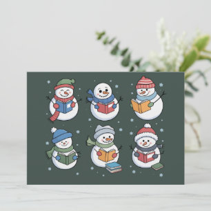 Invitation Bonhomme de neige amateur de livres cadeau de lect