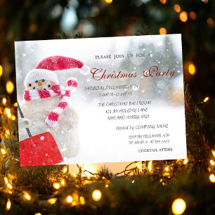 Invitation Bonhomme de neige, Chapeau du Père Noël, Fête de N