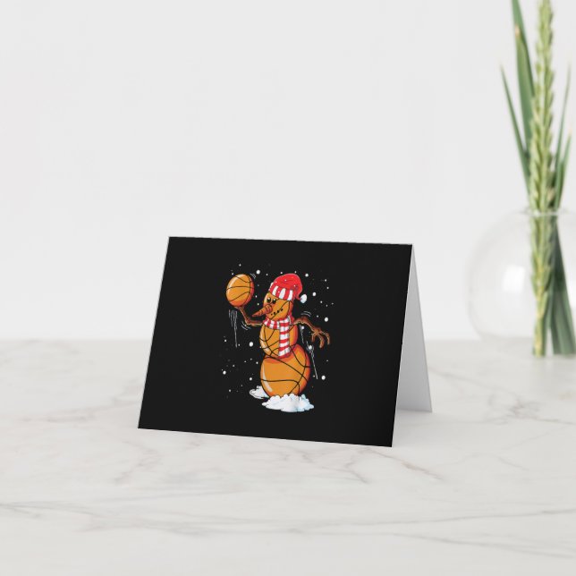 Invitation Bonhomme de neige de basketball de Noël pour garço (Devant)