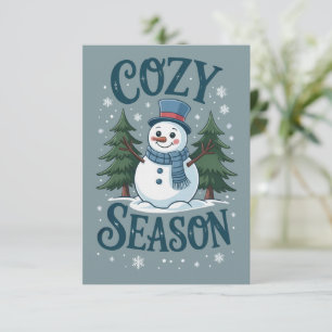 Invitation Bonhomme de neige d'hiver Saison cosy Arbre Noël F