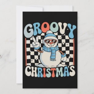 Invitation Bonhomme de neige funky à carreaux Noël Xmas enfan