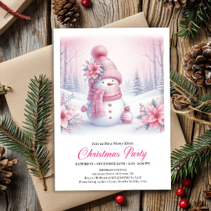 Invitation Bonhomme de neige numérique Coquette Rose Clair No