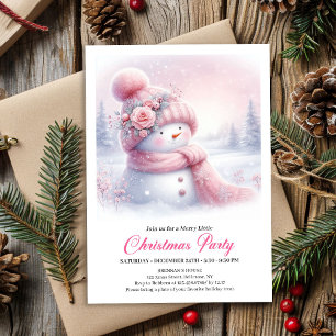 Invitation Bonhomme de neige rose ludique Noël éditable pour 