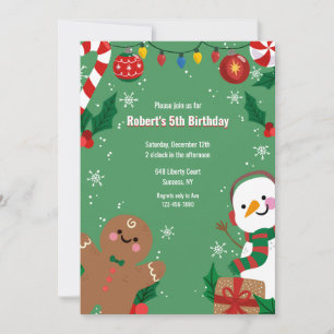 Invitation Bonhomme en pain d'épices et Bonhomme de neige