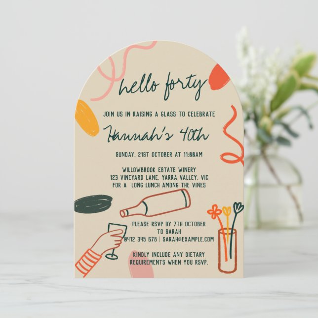 Invitation Bonjour 40 Quarty Winery Déjeuner Anniversaire (Debout devant)
