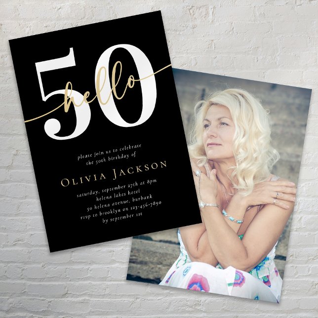 Invitation Bonjour 50 Photo Cinquantième anniversaire fête (Créateur téléchargé)