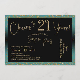 Invitation Bonjour à 21 ans Surprise Anniversaire Turquoise e
