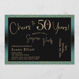 Invitation Bonjour à 50 ans Surprise Anniversaire Turquoise e