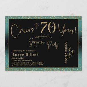 Invitation Bonjour à 70 ans Surprise Anniversaire Turquoise e