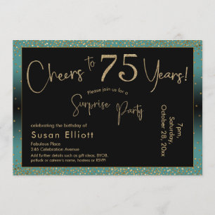 Invitation Bonjour à 75 ans Surprise Anniversaire Turquoise e