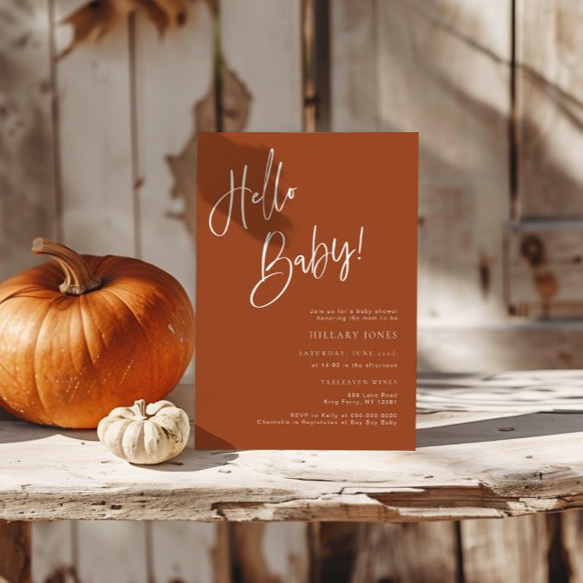 Invitation Bonjour Baby Baby shower en terre cuite Bohême (Créateur téléchargé)