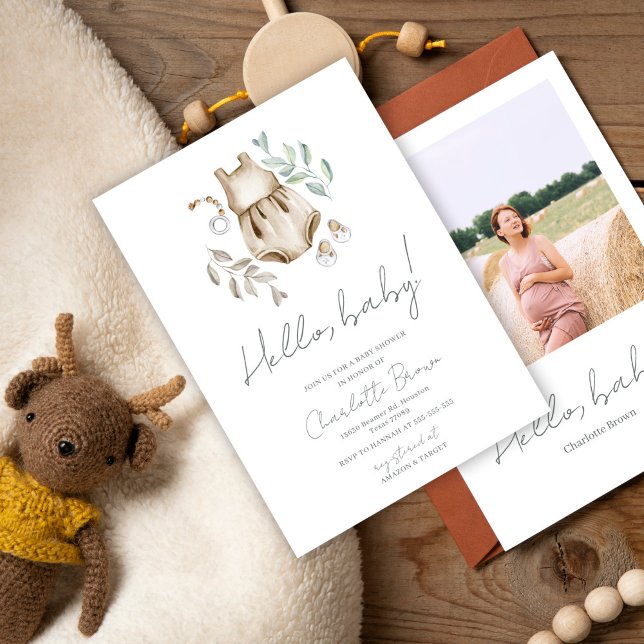 Invitation Bonjour Baby Boho Baby shower d'aquarelle (Créateur téléchargé)