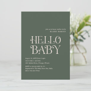 Invitation Bonjour Baby Moss Green Baby shower moderne