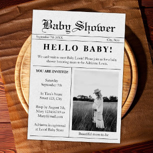Invitation Bonjour Baby Newspaper Baby shower photo