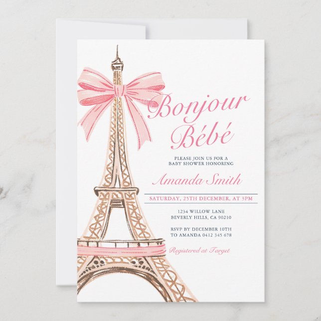 Invitation Bonjour Baby shower Baby shower français Invitatio (Devant)
