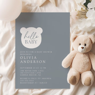 Invitation Bonjour Baby shower bébé ours