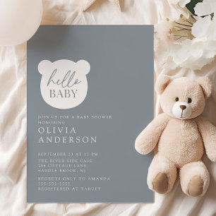 Invitation Bonjour Baby shower bébé ours