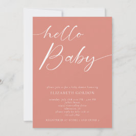 Invitation Bonjour Baby shower minimaliste rose fille Boho